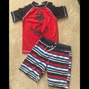 Gymboree boys swim top & trunks